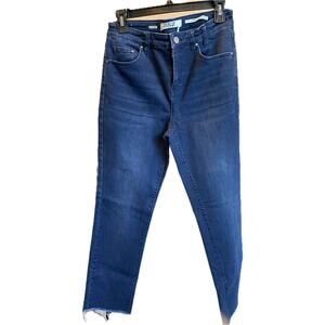 Nic & Zoe Mid Rise Stretch Jeans Denim, Unfinished Hem, Blue, Size 29 / 6